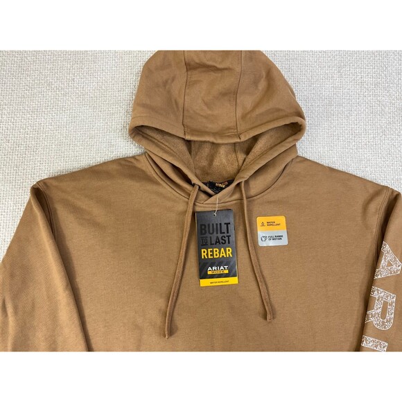 NEW Ariat Rebar Roughneck Hoodie Men's XL Brown Skull Hardhat Water Resistant - Picture 4 of 12